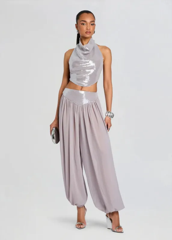 Retrofete - Pyna Sequin Pant - Greige made by Retrofete
