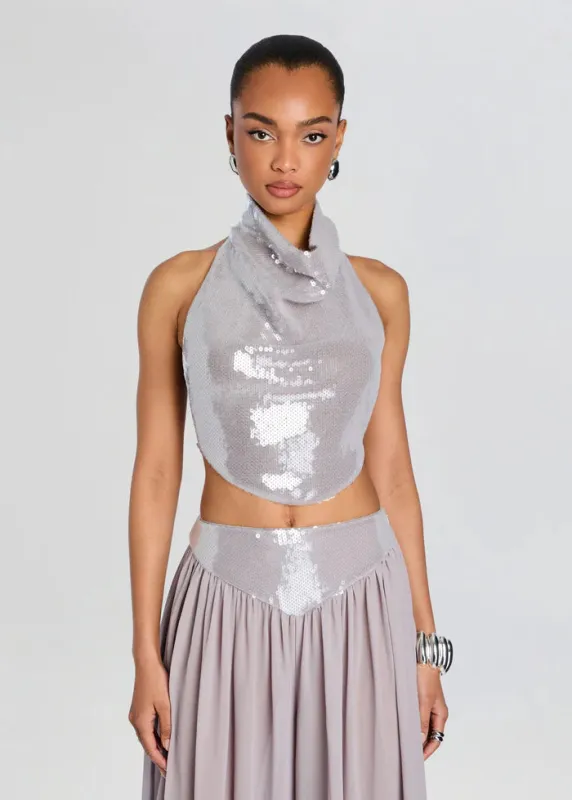 Retrofete - Pyna Sequin Top - Greige made by Retrofete