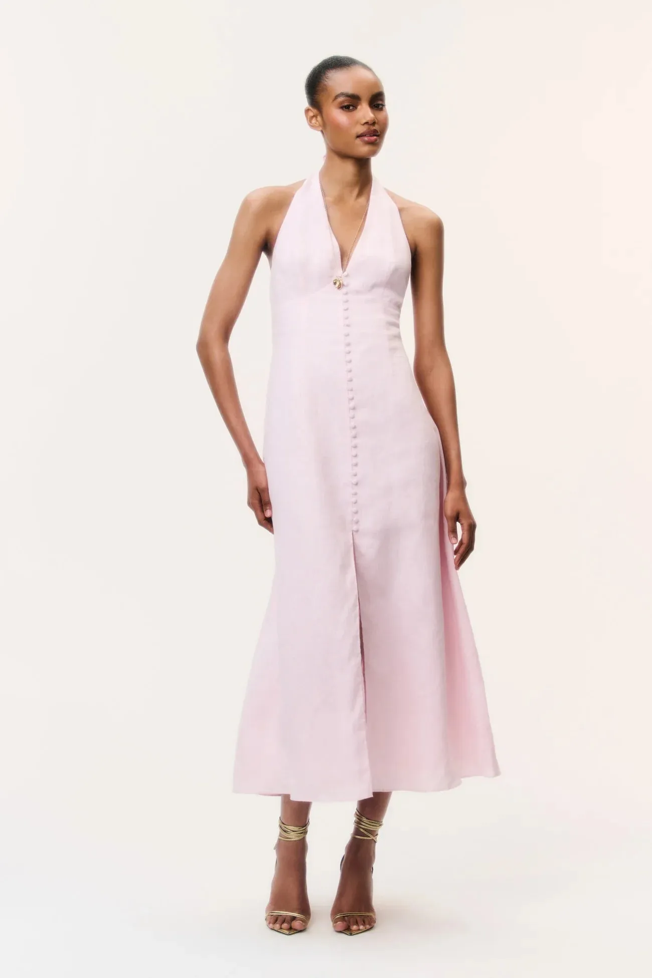 Loveshackfancy - Lovis Linen Halter Maxi Dress - Potpourri Pink sold by Jessie Boutique