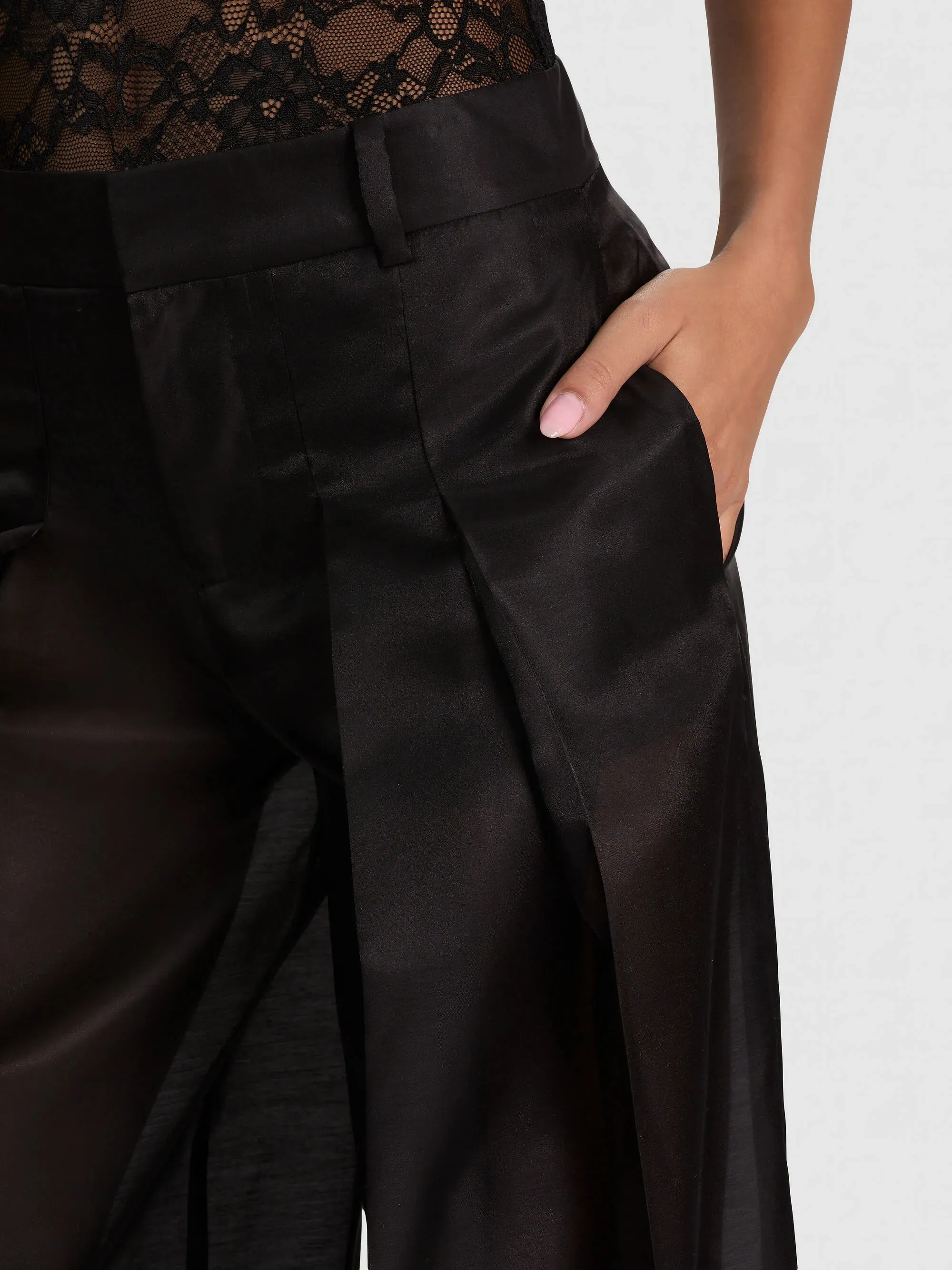 Alice + Olivia - Blaire Pleated Sheer Pant - Black sold by Jessie Boutique product image thumbnail 3