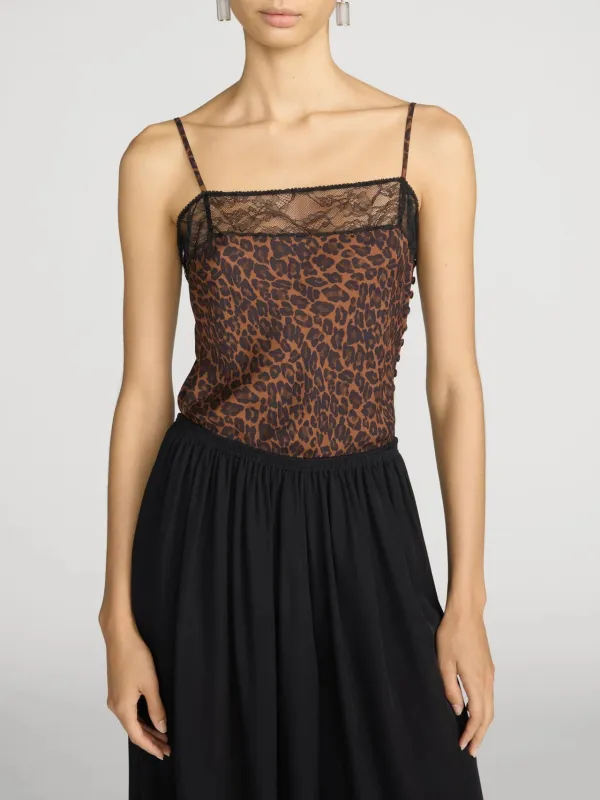 Frame - The Lace Inset Cami - Dark Leopard Multi made by Frame Denim
