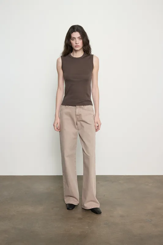Enza Costa - Supima Cotton New Classic Sleeveless Tee - Espresso made by Enza Costa