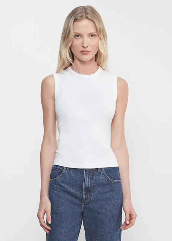 Enza Costa - Supima Cotton New Classic Sleeveless Tee - White made by Enza Costa