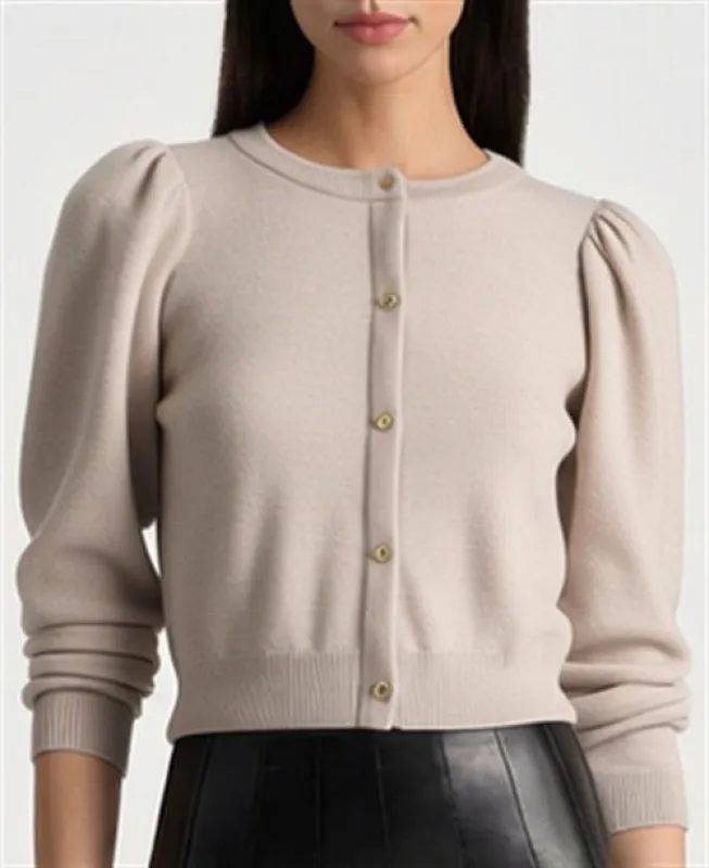 Alice + Olivia - Dollie Puff Sleeve Cardigan - Oatmeal Heather made by Alice + Olivia
