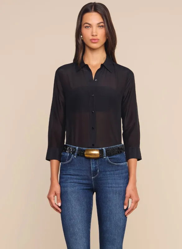 L'agence - Dani Cotton-Silk Blouse - Black made by L'AGENCE