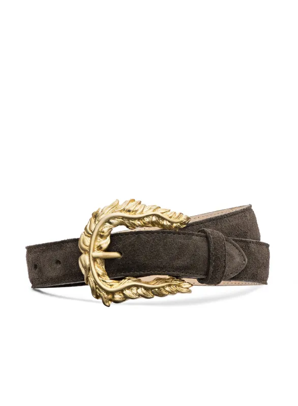 L'agence - Sedaris Suede Belt - Chocolate Suede made by L'AGENCE