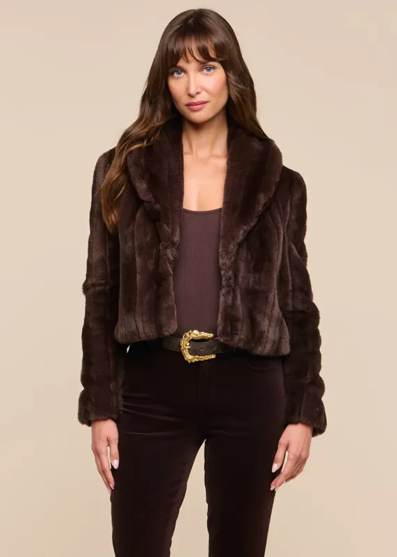 L'agence - Davy Faux Fur Jacket - Dark Java Striped Fur made by L'AGENCE