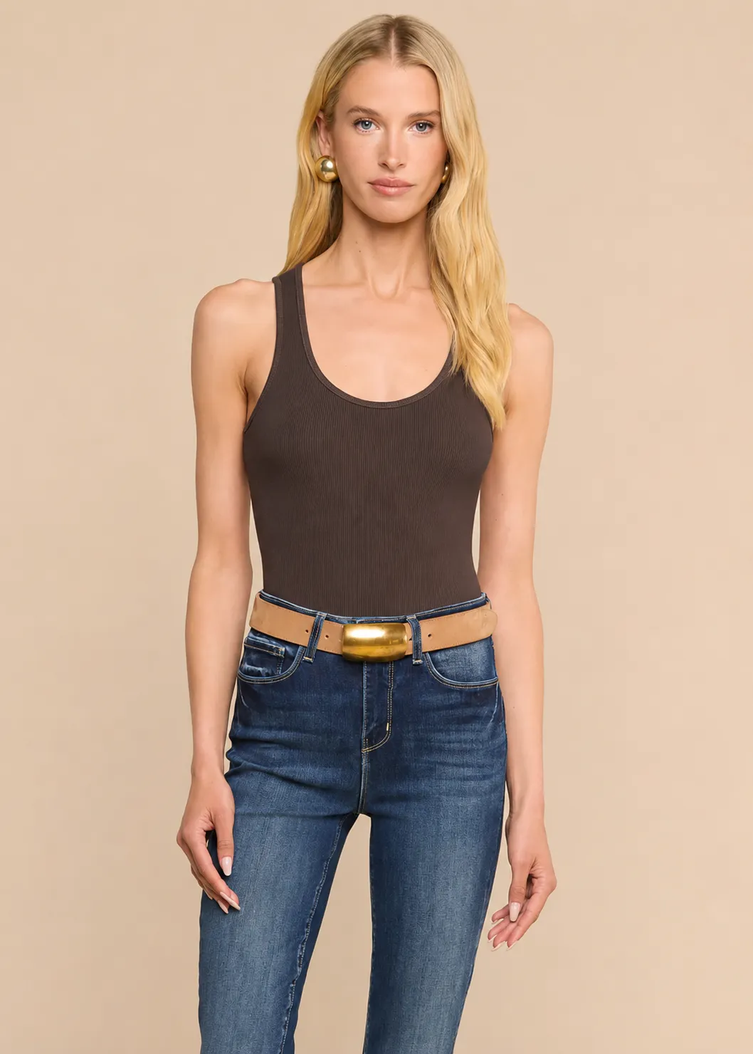 L'agence - Adira Scoopneck Tank - Dark Java sold by Jessie Boutique