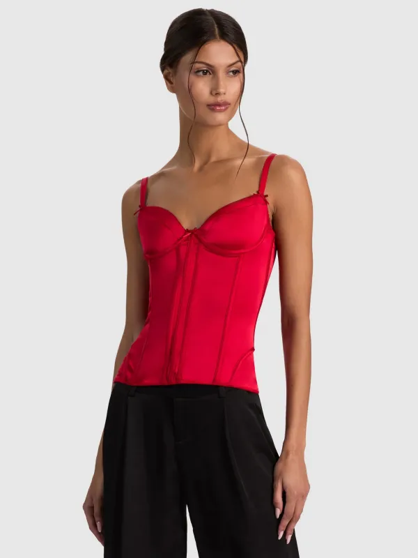 Alice + Olivia - Mira Seamed Longline Structured Corset - Hibiscus made by Alice + Olivia