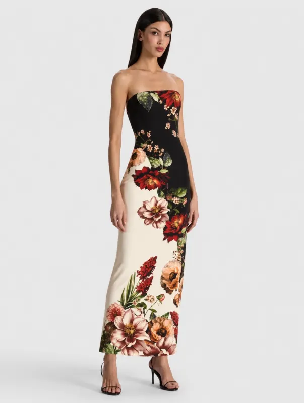 Alice + Olivia - Delora Strapless Midi Dress - Floral Radiance made by Alice + Olivia