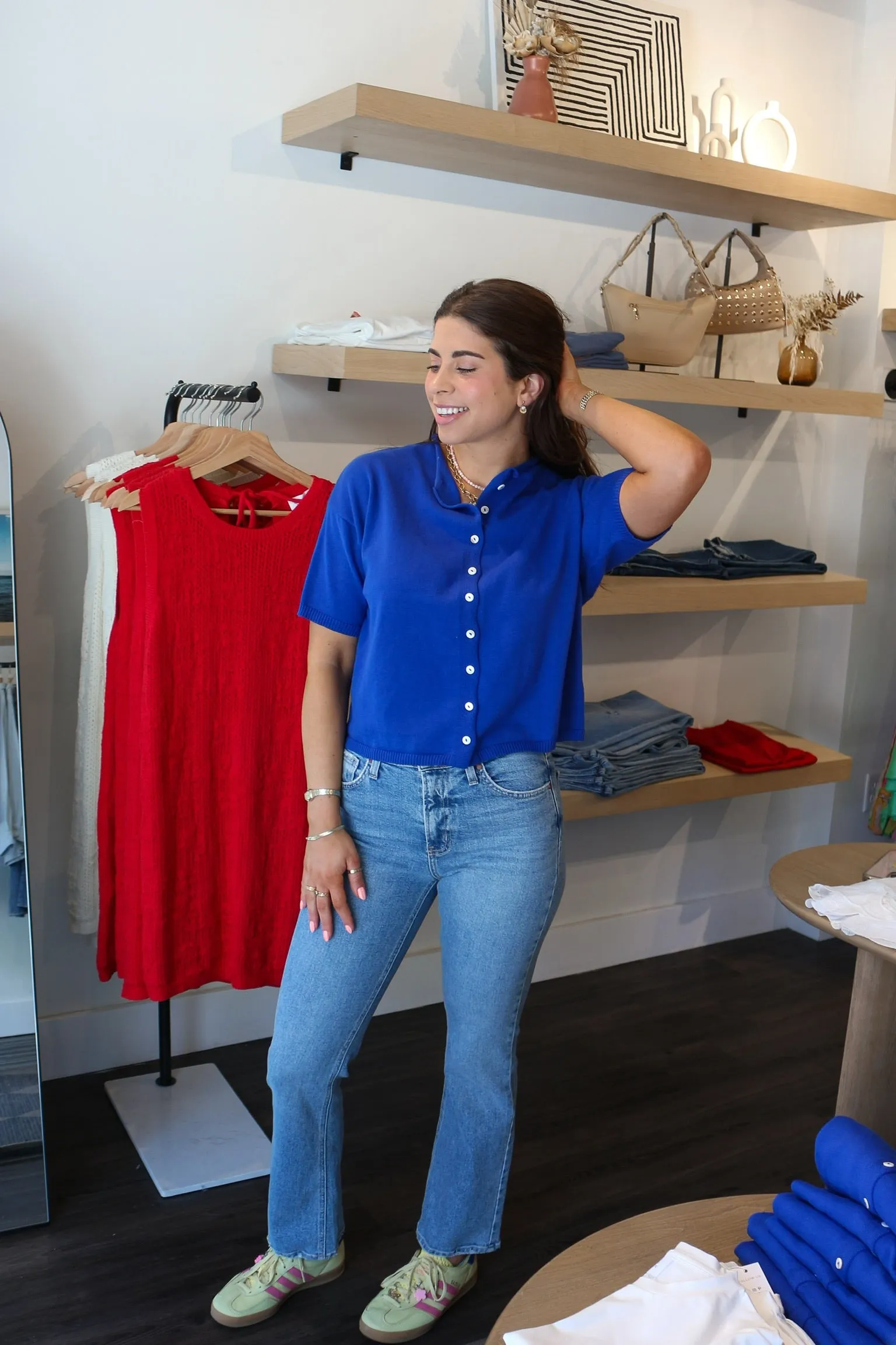 Margot Short Sleeve Cardigan sold by Kins Collective