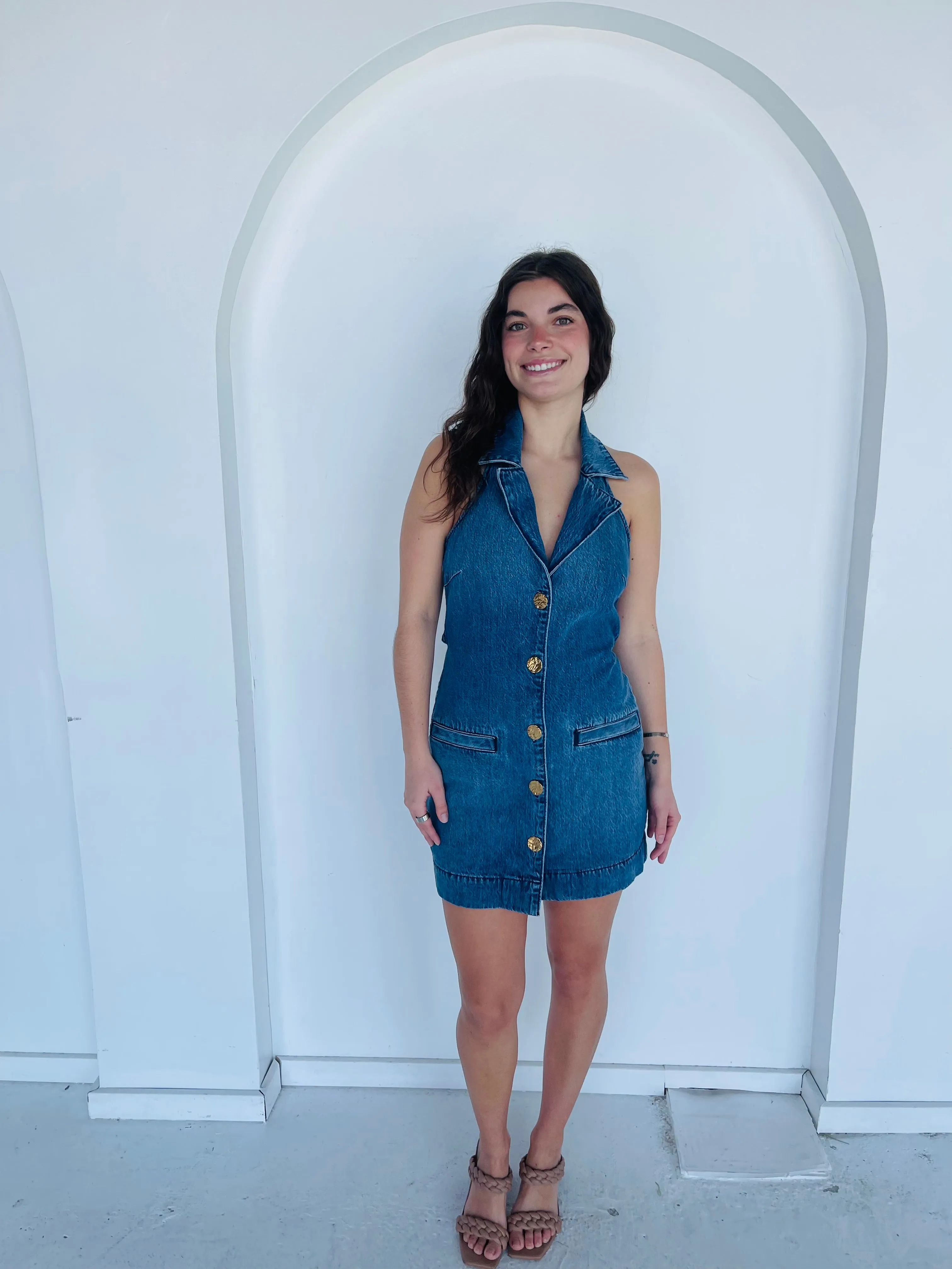 Darien Denim Dress sold by Kins Collective