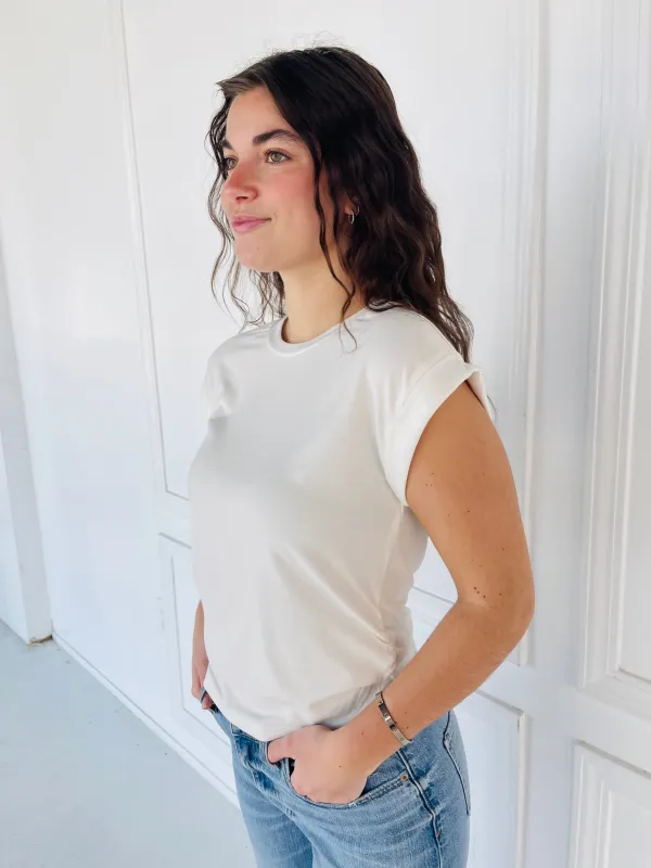 Vivi Side Ruched Muscle Tee sold by Kins Collective