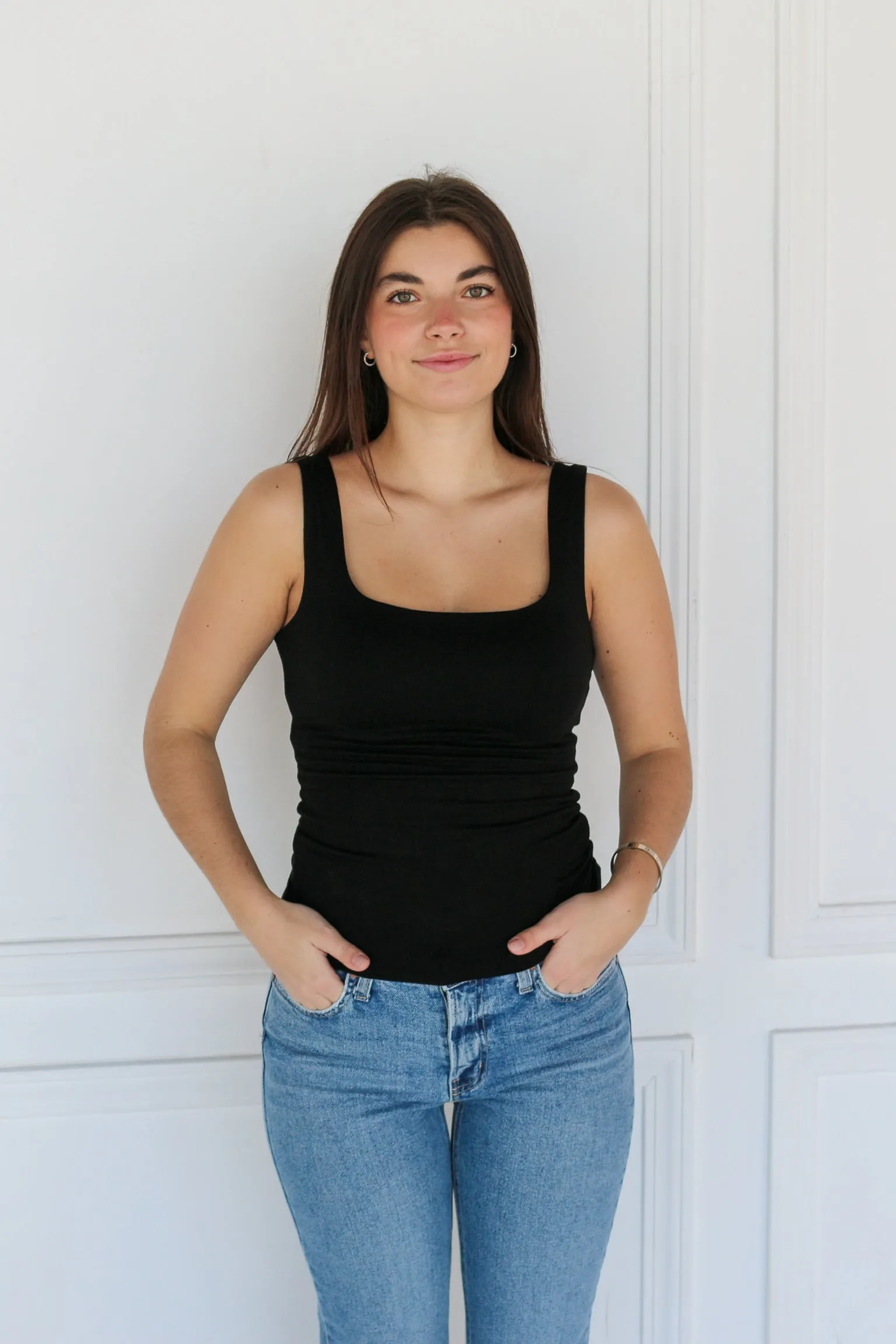 Square Neck Tank Black sold by Kins Collective