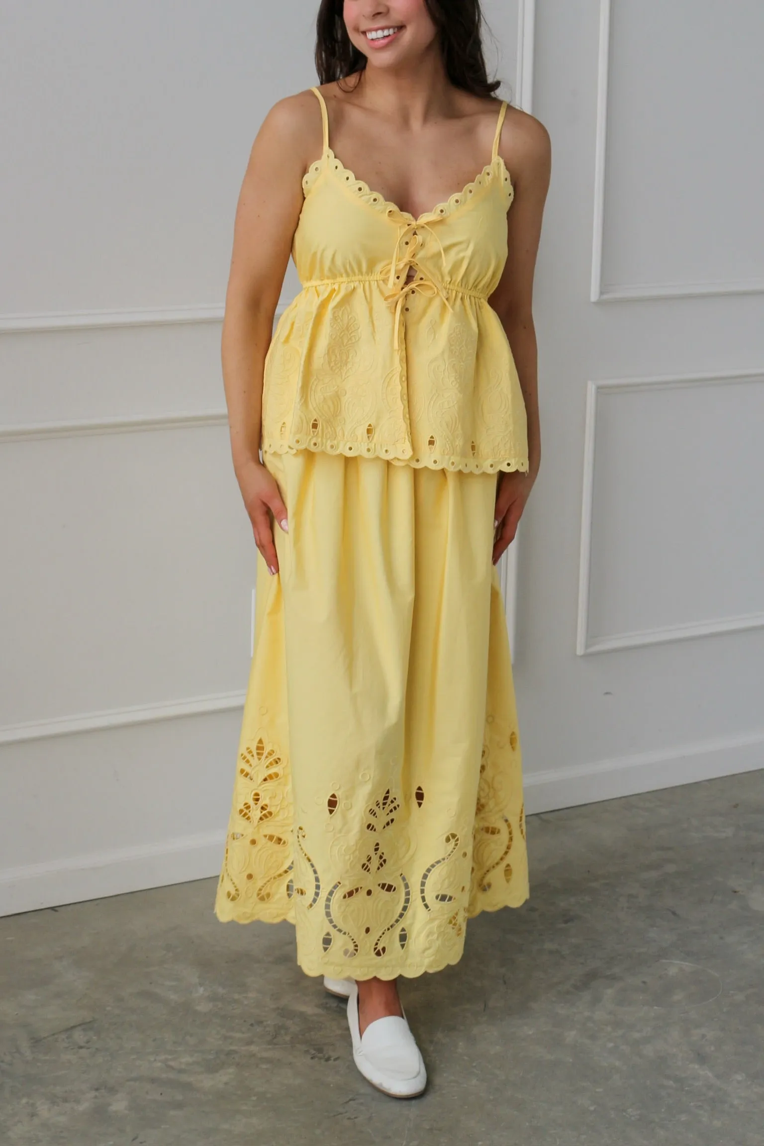 Sunshine Eyelet Midi Skirt sold by Kins Collective product image thumbnail 4