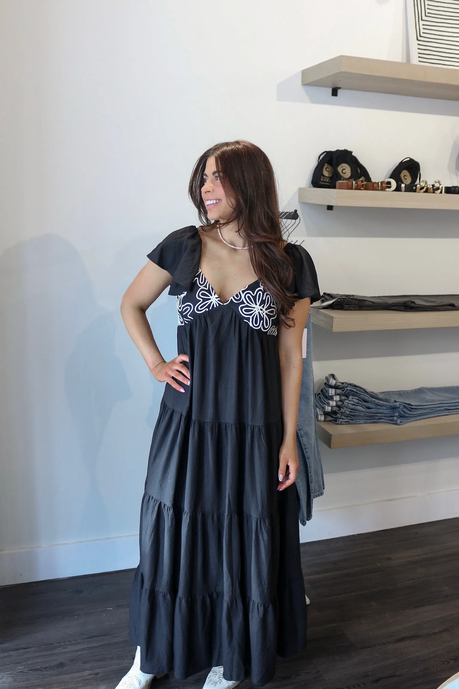 Abstract Embroidered Floral Maxi Dress sold by Kins Collective product image thumbnail 2