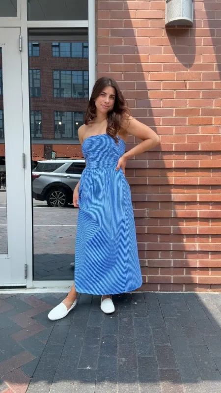 Capri Stripe Strapless Dress sold by Kins Collective