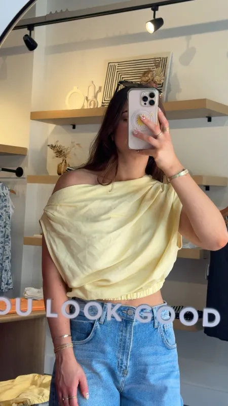 Drapey Linen Top sold by Kins Collective