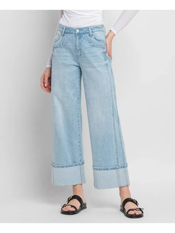 High Rise Cuff Wide Leg sold by Kins Collective