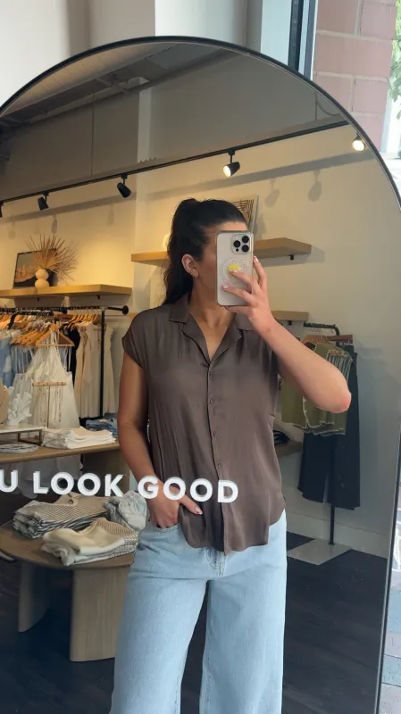 Cafe Button Up Top sold by Kins Collective