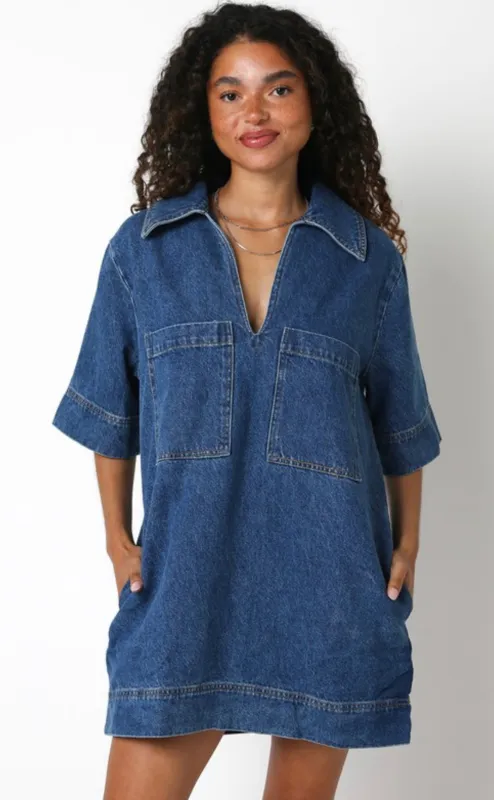 Ava Denim Dress sold by Kins Collective