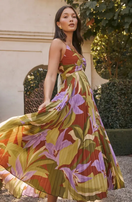 Blythe Pleated Floral Dress ASTR sold by Kins Collective