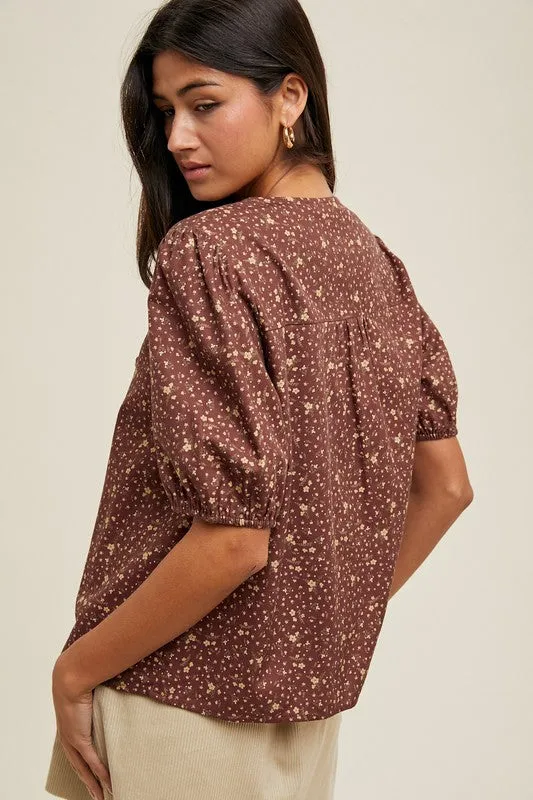 Floral Puff Sleeve Top sold by Kins Collective product image thumbnail 3