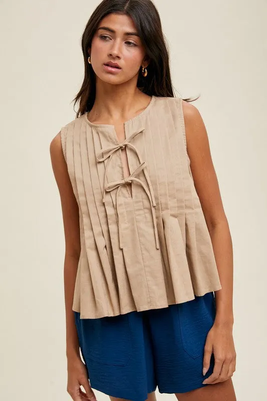 Pintuck Tie Top sold by Kins Collective