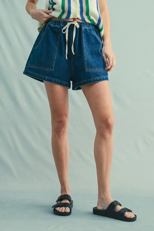 Denim Drawstring Short sold by Kins Collective