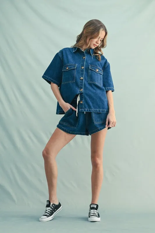 Denim Drawstring Short sold by Kins Collective product image thumbnail 3