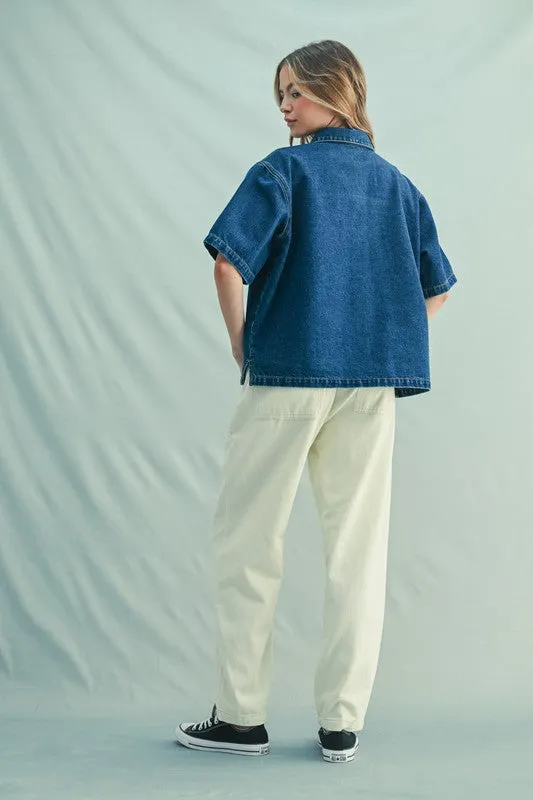 Boxy Denim Top sold by Kins Collective product image thumbnail 3