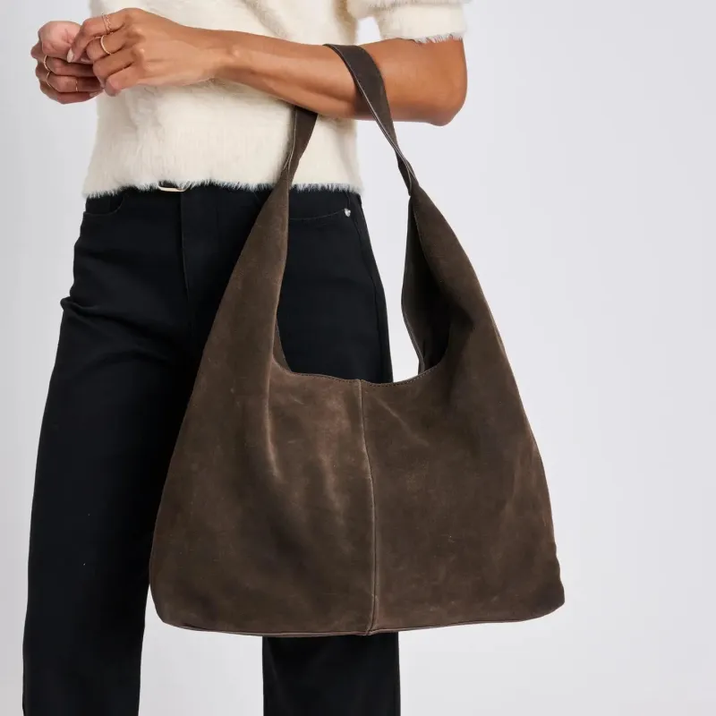Chocolate Brown Suede Bag sold by Kins Collective