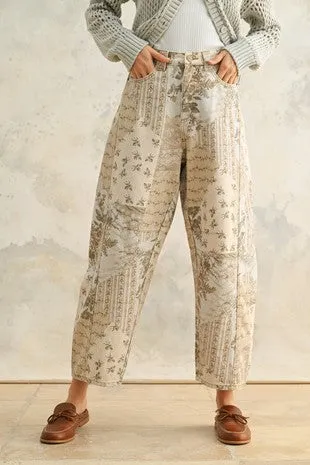 Printed Barrel Jeans sold by Kins Collective