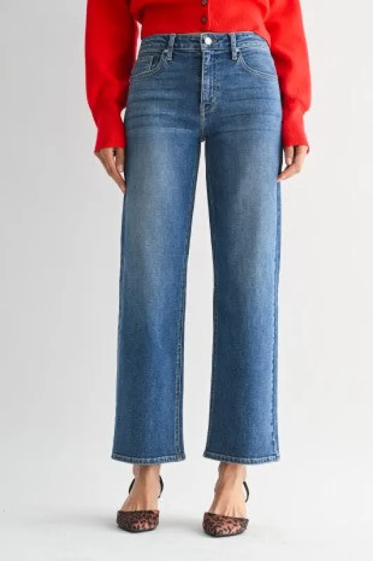 Mid Rise Slim Wide Leg Denim sold by Kins Collective