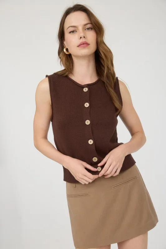 Button Front Vest sold by Kins Collective