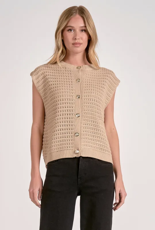 Crochet Gold Button Cardi sold by Kins Collective