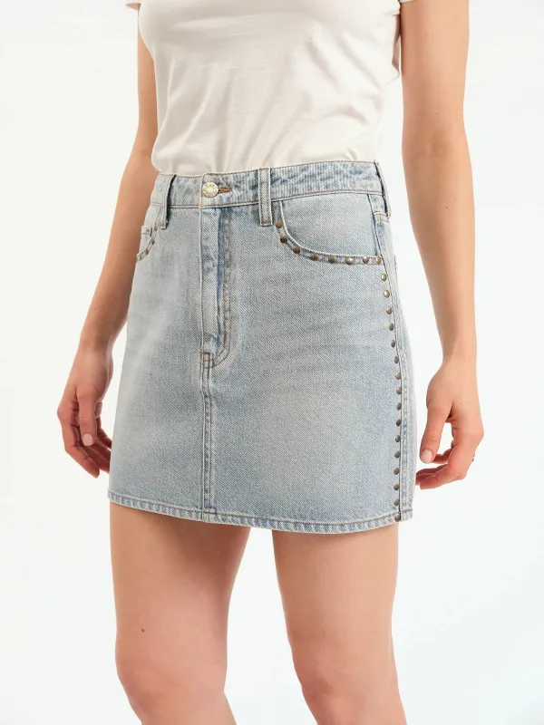 Studded Denim Skirt sold by Kins Collective