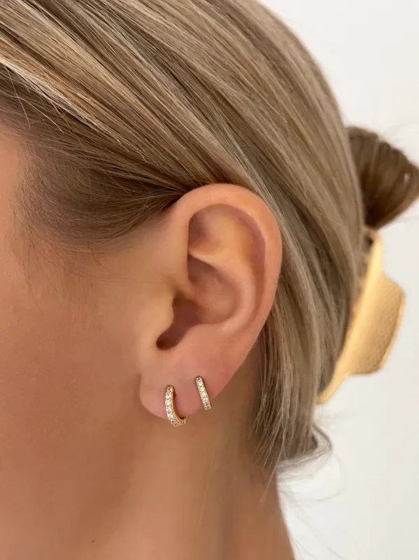 Pave Huggie Hoop sold by Kins Collective