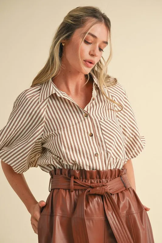 June Pecan Stripe Blouse sold by Kins Collective product image thumbnail 3