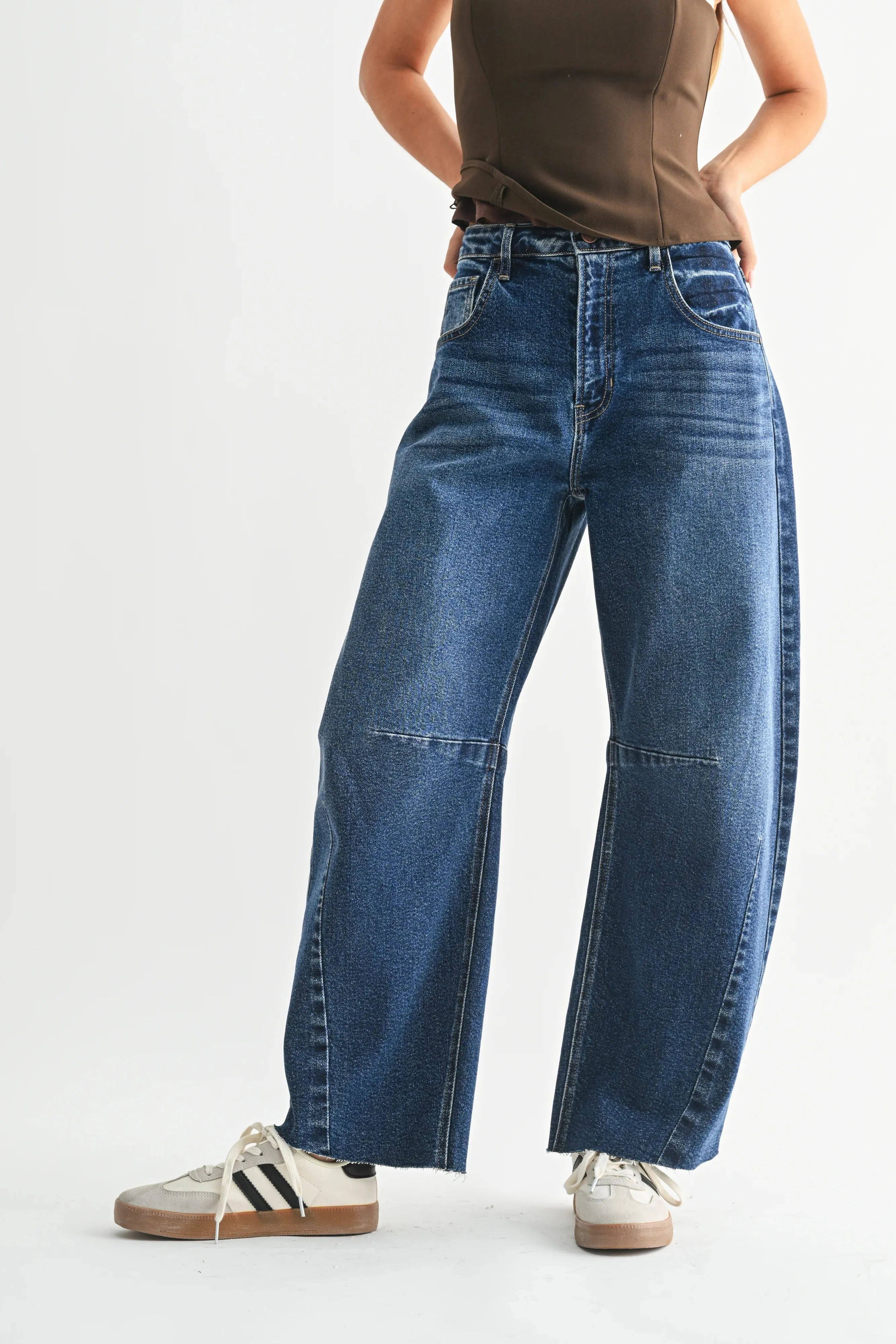 The Seamed Barrel Jeans sold by Kins Collective