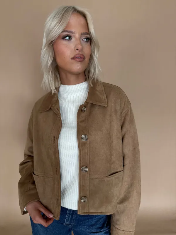 Sandra Camel Suede Jacket sold by Kins Collective