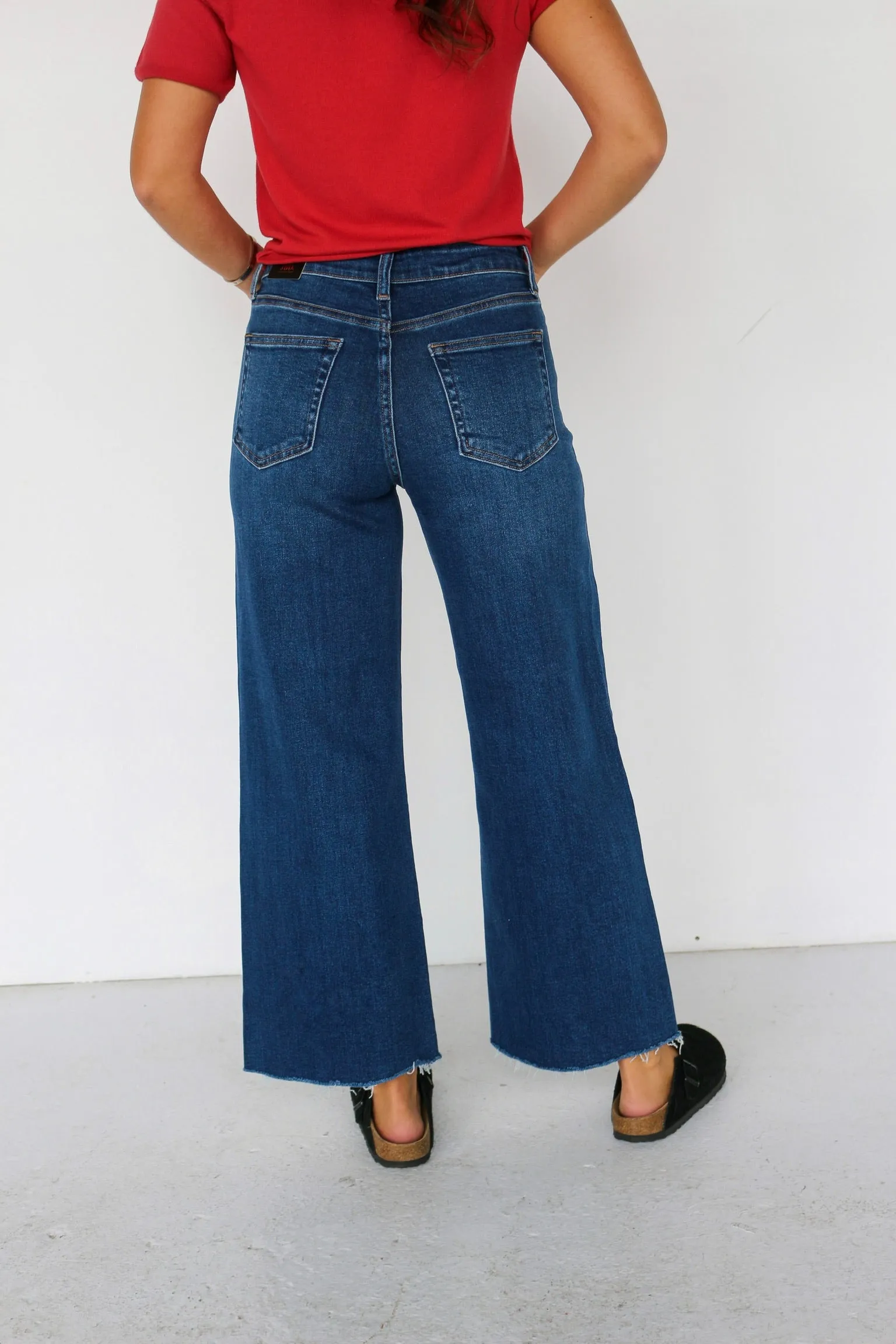 Slim Wide Leg Denim Dark Wash sold by Kins Collective product image thumbnail 4
