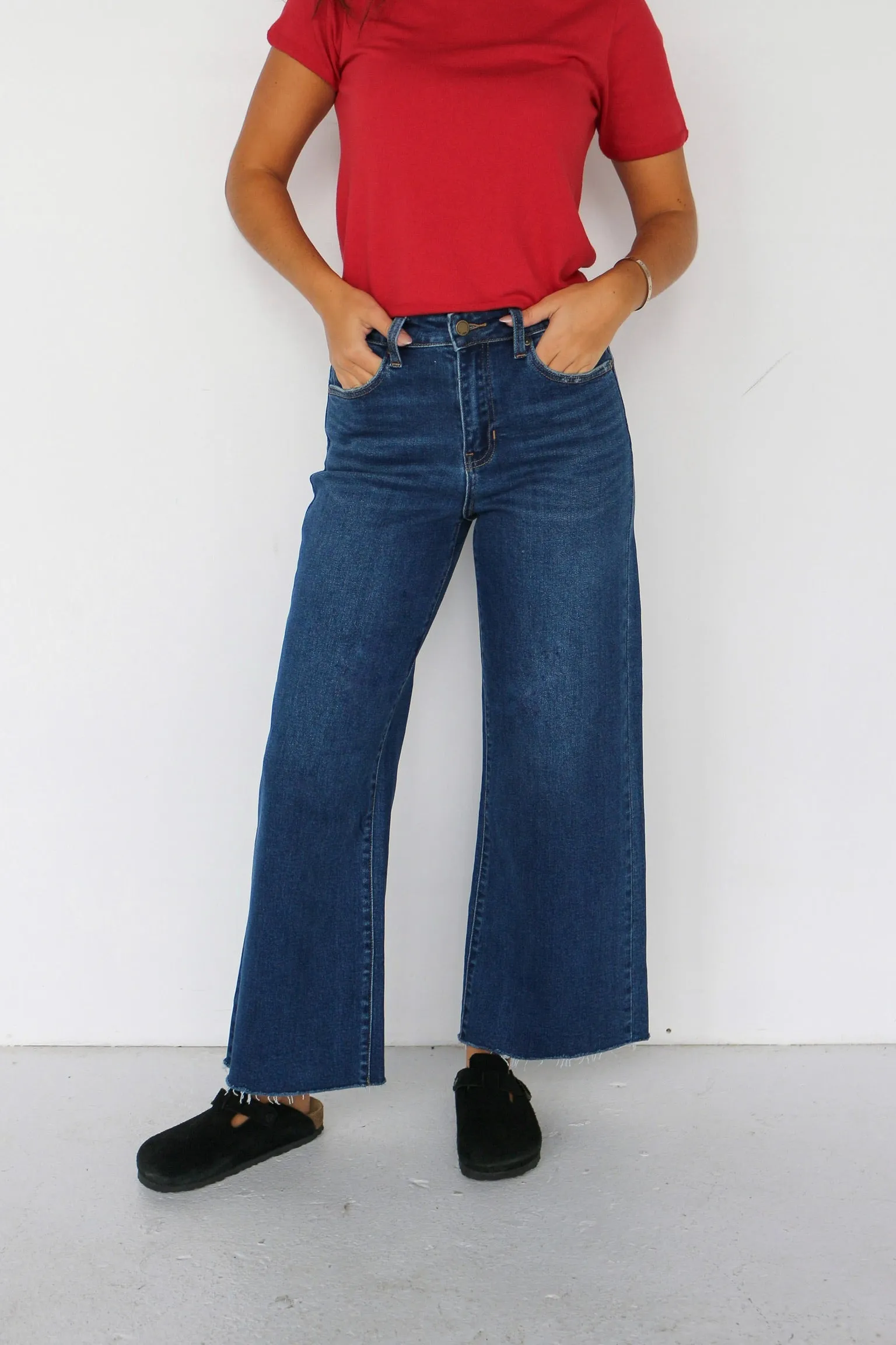 Slim Wide Leg Denim Dark Wash sold by Kins Collective product image thumbnail 2