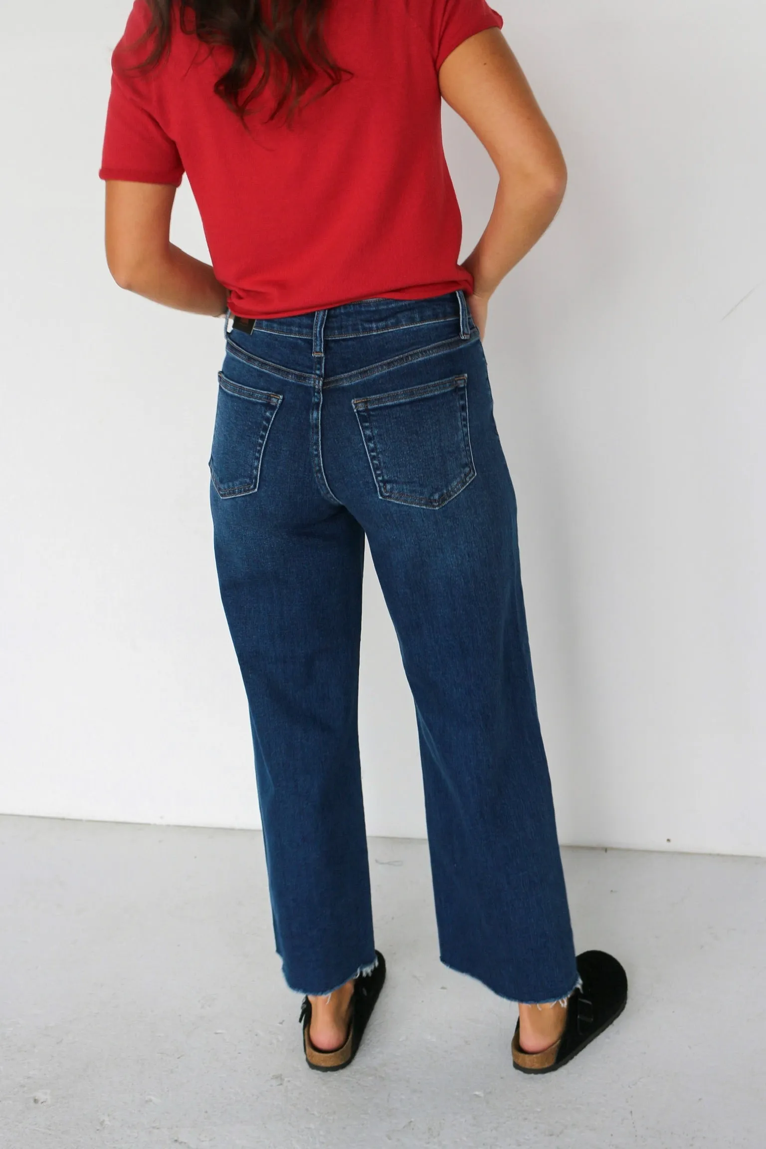 Slim Wide Leg Denim Dark Wash sold by Kins Collective product image thumbnail 5