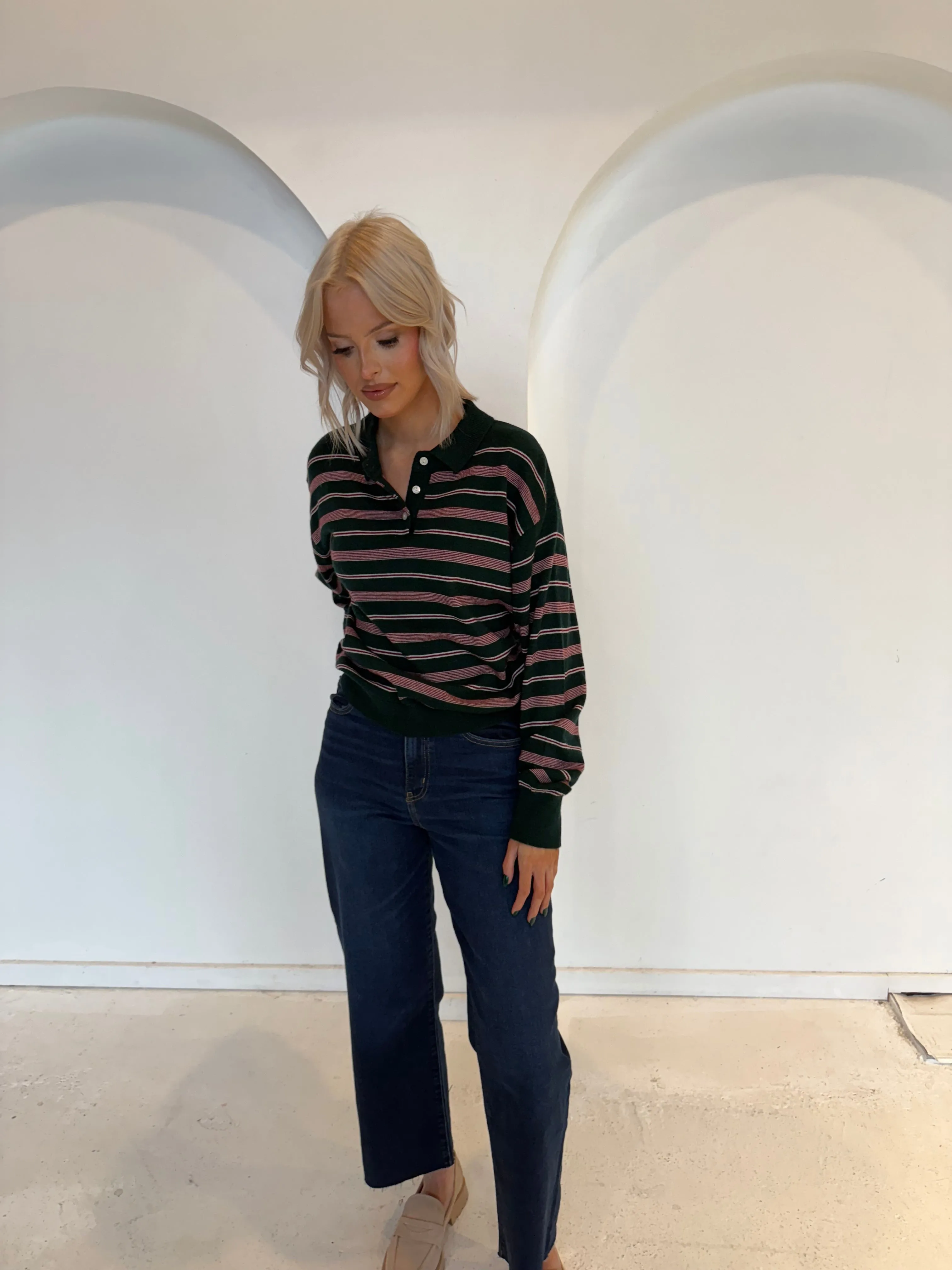 Holly Stripe Collared Polo Crew sold by Kins Collective product image thumbnail 3