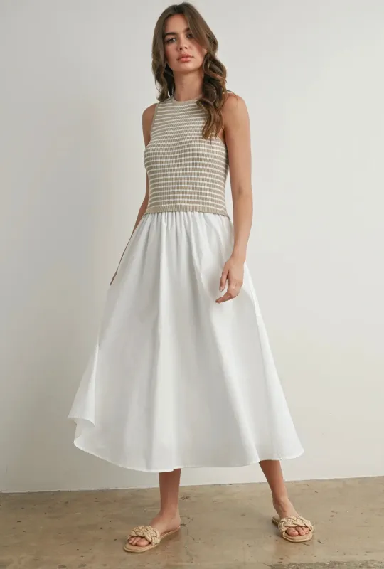 Mixed Media Stripe Dress made by Kins Collective