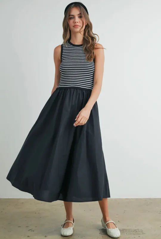 Mixed Media Stripe Dress sold by Kins Collective