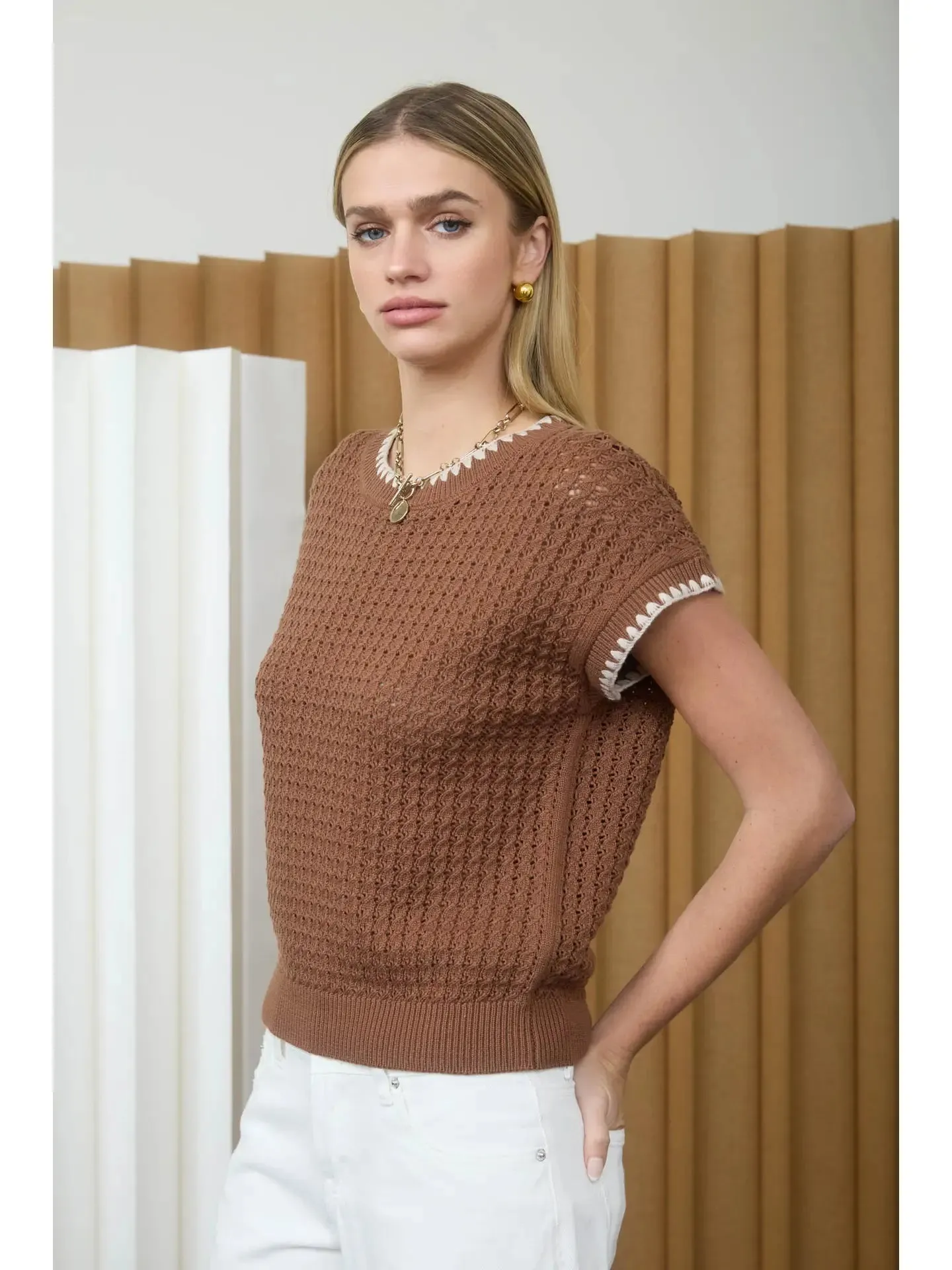Trim Knit Top - Brown sold by Kins Collective product image thumbnail 2