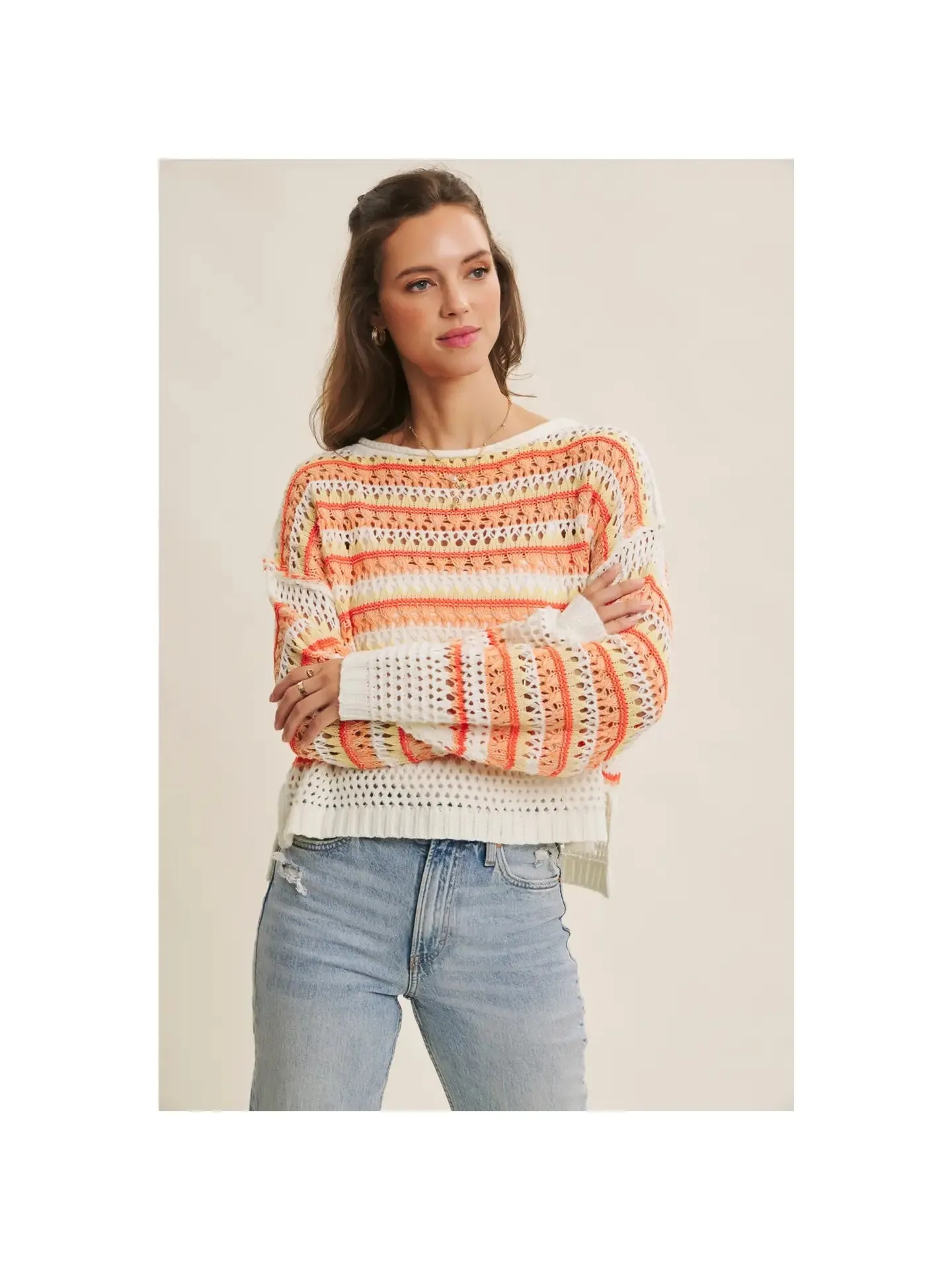 Vibrant Crochet Stripe Pullover sold by Kins Collective product image thumbnail 3