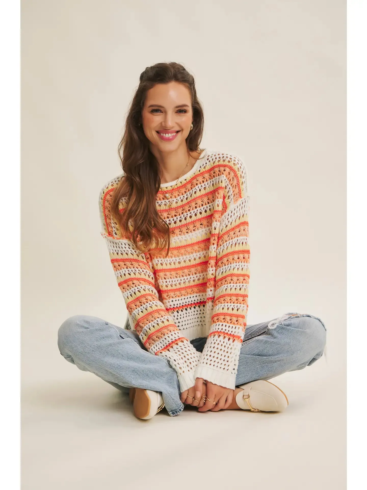 Vibrant Crochet Stripe Pullover sold by Kins Collective product image thumbnail 2